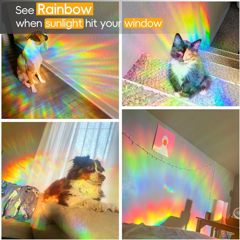 Rainbow Window Privacy Film - Decorative Stained Glass Window Tint, 17.5 Inch x 78.74 Inch