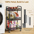 3 YASONIC Tier Rolling Cart Metal Utility Storage Carts with Wheels, Craft Cart Organizer with Hanging Cups, Hooks