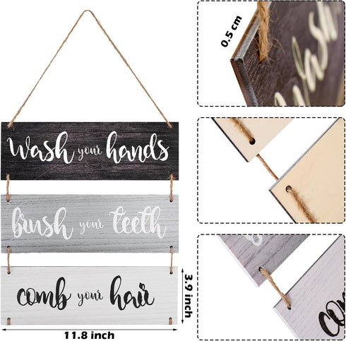 Jetec Bathroom Wall Decor - Bath Rules Wall Art Sign, Funny Wooden Hanging Sign for Home Bedroom