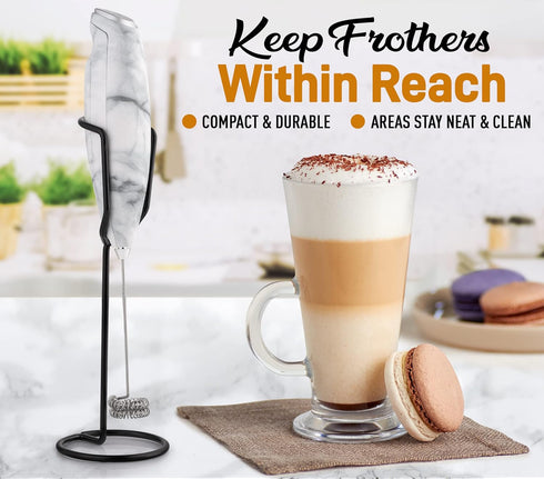 Zulay Kitchen Ultra Frother Stand for Milk Frothers - Heavy Duty Premium Holder for Multiple Handheld Frothers (Black)