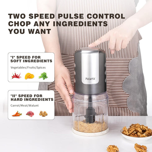 Mini Food Processor for Chopping, Mincing, and Puree, 2 Speed Electric Chopper, 400-Watt, 2 Cup Capacity, Black