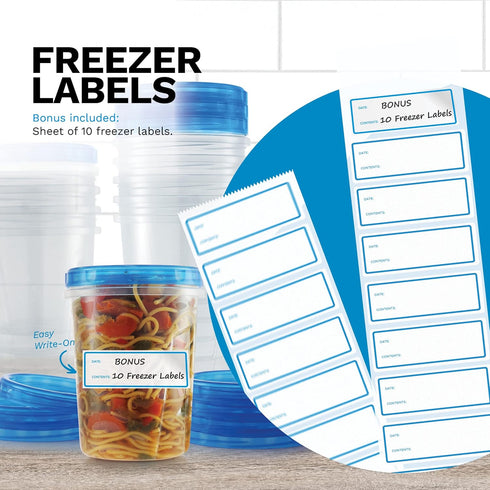 Tafura Soup Freezer Containers with Twist Top Lids | 32 Oz 10 Pack | Freezer Storage Containers Reusable Plastic Food Quart Storage Container with Screw On Lids, Leakproof, BPA Free