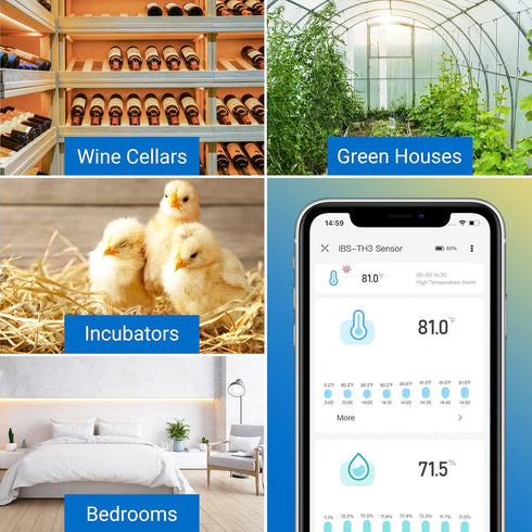 IBS-TH3 1 INKBIRD WiFi Thermometer Hygrometer Monitor, Smart Temperature Humidity Sensor with App Notification Alert