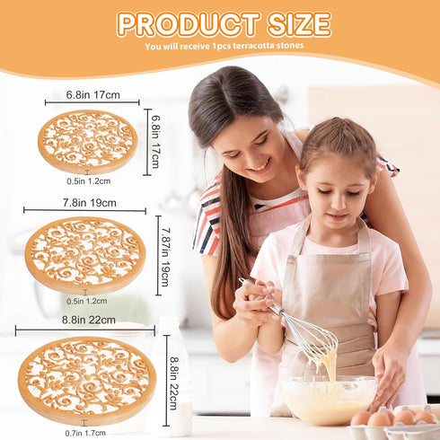 Oranbulb 7,8,9 Inch (7,8,9 Inch) Terra Cotta Bread Warmer, Round Terracotta Stone Bread Keeper | Ideal for Tortillas