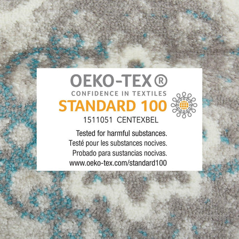 Home Dynamix Boho Andorra Transitional Damask Area Rug, Grey/Blue, 2'7"x4'7"