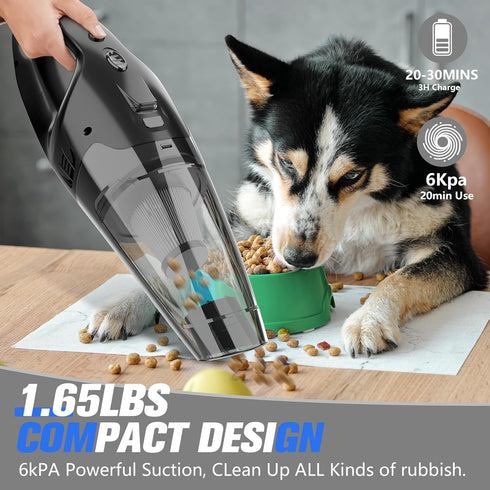 Nozzle Handheld Vacuum Cordless Rechargeable with LED Light, Car Vacuum Portable Cordless, Hand Vacuum Cleaner Car