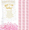 Don't Say Baby Shower Clothespin Game for Girl, Includes 8x11 Standing Sign, 60 Mini Pink Clothes Pins and Pacifiers