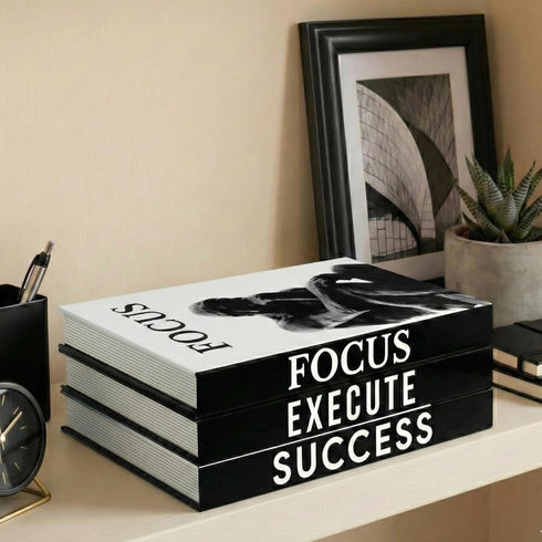 Motivational Desk Dcor Set of 3 Decorative Books for Modern Home Office
