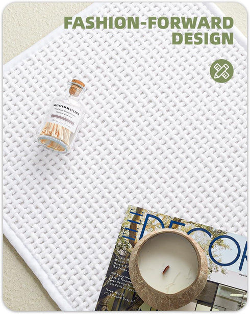 Color&Geometry Chenille Rubber Backed Bathroom Rugs - Non Slip, Absorbent, Quick Dry, Washable, 17"x29.5" Standard Bath