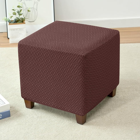 HFCNMY Ottoman Cover Square,Stretch Knitted Small Square Ottoman Slipcover,Storage Foot Stool Covers with Elastic