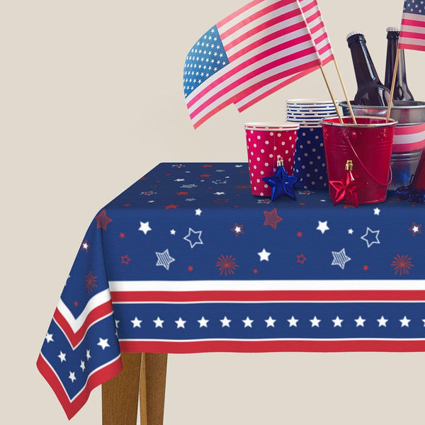 KORVITA Patriotic Rectangle Tablecloth 60x84 Inch Memorial Day Independence Day American Flag Washable