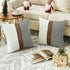cygnus 20x20 Pillow Covers Set of 2, Farmhouse Decor Stripe Patchwork Linen Throw Covers for Couch Sofa