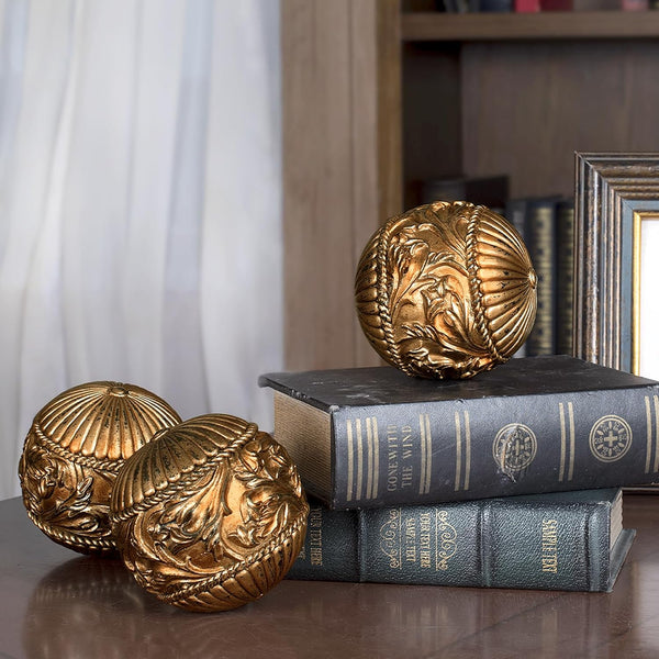 AELS 4" Vintage Decorative Balls Orbs, Set of 3 Decorative Spheres for