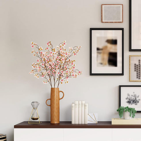 Uieke Silk Cherry Blossom Branches, 40.5in Artificial Flowers for Wedding Home Decor, Set of 3, Pink