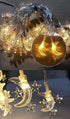 WFGGEH 10ft 20 Moon Star String Lights Plug in, LED Star and Moon Fairy Lights Warm White for Birthday Party Christmas