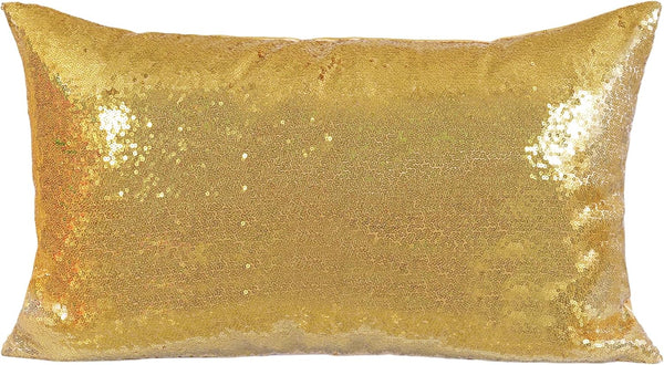 Poise3EHome 12x20inches Sequin Pillow Covers, Satin Decorative Pillow Cases for Throw Pillows, Christmas (Gold, 1PCS)