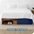 Bare Home Queen Bed Skirt - 15-Inch Tailored Drop, Easy Fit with Center & Corner Pleats (Queen, Dark Blue)