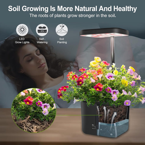 17 Indoor Garden Growing Systems Self-Watering Plant Pot Smart Gardening System with Watts LED Grow Light Auto Timer