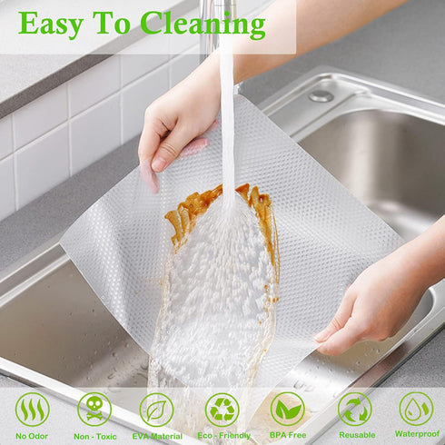 Shelf Liners for Kitchen Cabinets, Non-Adhesive Drawer Liners 16 Inch Wide X 20 Ft, Clear Reusable Cabinet Liners