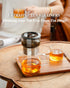 Set, 2 Gifts-400ml ZENS Modern Glass Tea Infuser Teapot Smart One Touch Tea Maker for Loose Tea Diffusers with Gongfu