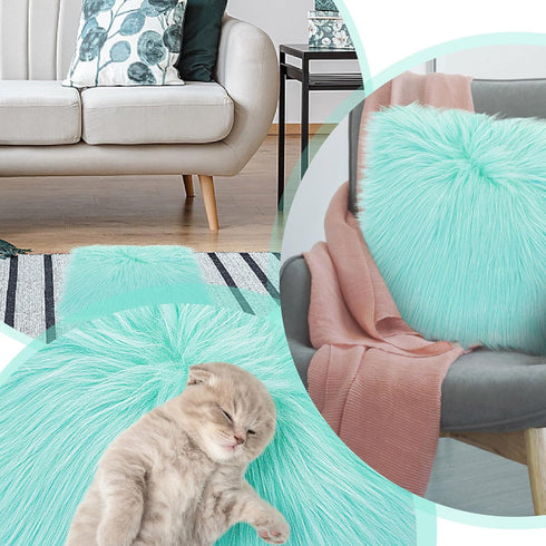 WLLHYF 10 Inches Mini Square Faux Fur Rug Small Fluffy Area Rug Cushion for Living Room Sofa Bedroom Floor Soft Square
