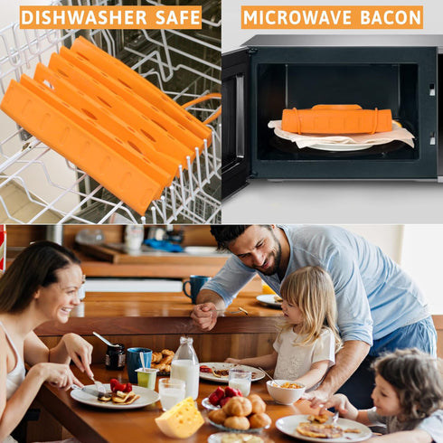 Pack 2 Bad Boy Microwave Bacon Cooker - Crispy Bacon Cooker For Microwave Oven - Microwave Cookware for Crispy