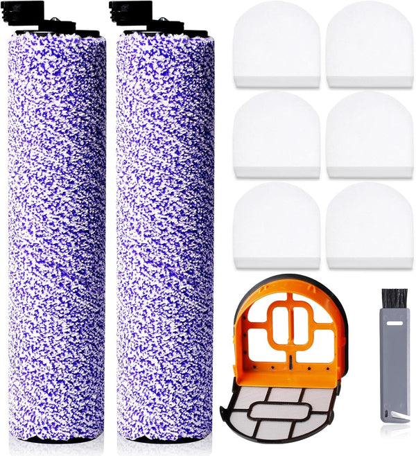 9 Pack Replacement Roller Brush and Foam Filters Kit for Shark WD101, AW302, WD201 Hydrovac XL 3-in-1 Vacuum Cleaner
