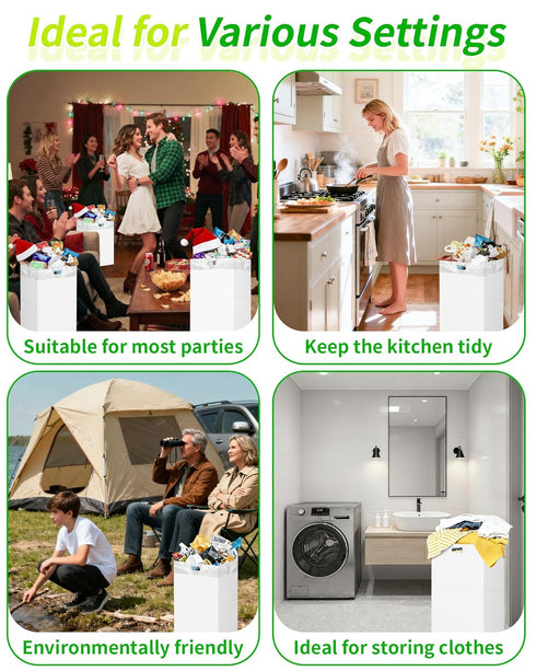 13 2 Pack Kaiferty Gallon Disposable Trash Cans for Parties, Extra Large Collapsible Pop Up Trash Can with Handles