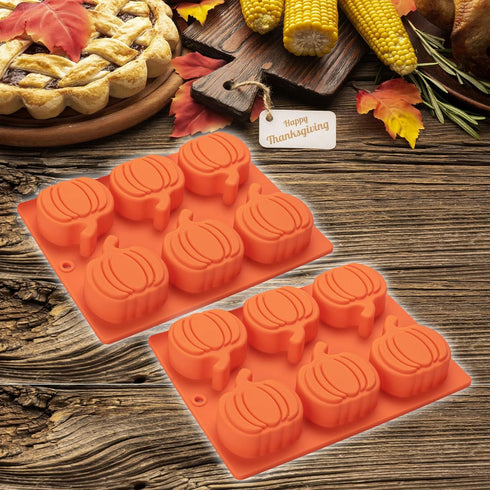 Pumpkin Muffin Mold, 3 Pack Pumpkin Cake Pan Silicone Molds for Thanksgiving Baking, Cupcake Pan