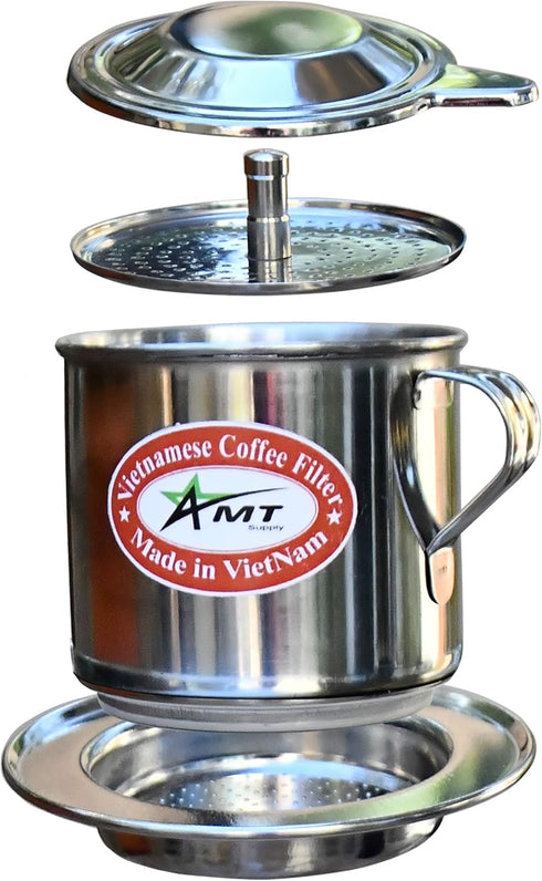 AMT 9.5 oz Coffee Maker with Phin Filter, Screw Down Dripper for Vietnamese Style Coffee at Home