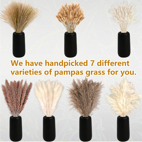 CKBT 300 PCS Dried Pampas Grass Decor, Dried Flower Bouquets for Wedding, Home, Centerpiece Table, Modern Home, Western