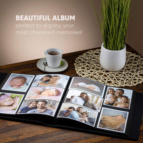 BLYNG Photo Album 4x6 - 500 Slots for Horizontal and Vertical Photos, Faux Leather Cover, Great for Wedding,