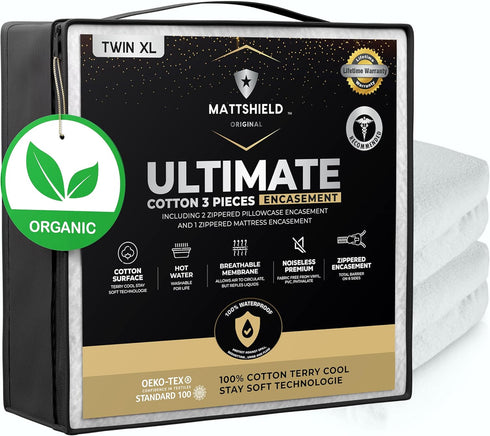 MATTSHIELD Ultimate Sensitive Skin 3-Piece Kit Twin XL Size Bed Bug Mattress