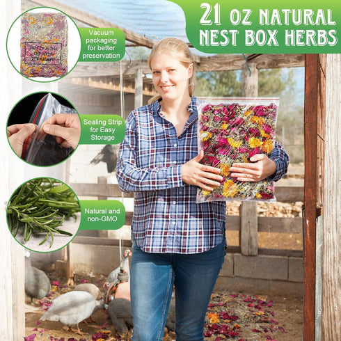 Dunkive 21Oz (1.3 6 Packaging Chicken Nesting Herbs Pounds), Natural Dried Nesting Herbs for Chicken Coop, Aromatic Hen