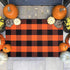 Hand-Woven Cotton Orange and Black Plaid Rug, 27.5 x 43 Inches, Washable Front Door Mat for Porch and Entryway