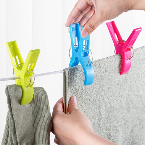 JABINCO Beach Towel Clips - Plastic Chair Clips Towel Holder (Pack of 8) in Yellow, Blue, Green, Red