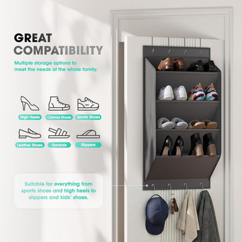WVM Closet Over The Door Shoe Organizer with Large Deep Pockets, Hanging Shoe Rack for Large Shoes, Boots