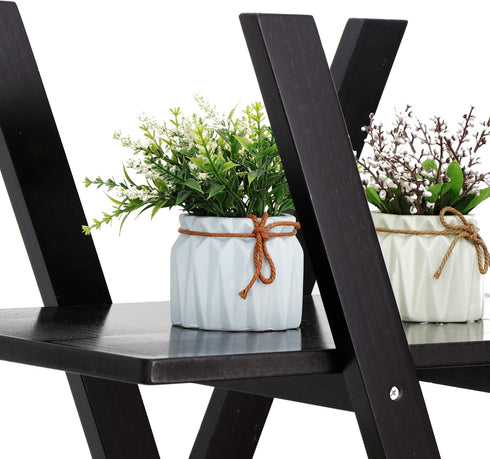 Nouva 4 Tier Ladder Bookshelf Storage Shelves, A Frame Wooden Ladder Open Display Shelves Floor Shlef Storage Furniture