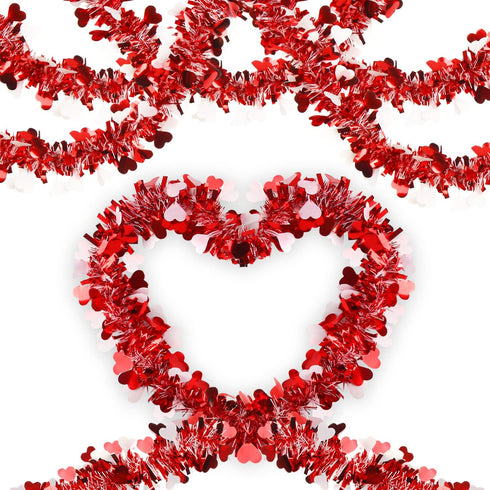 LOMIMOS 32.8 Ft Valentine's Day Tinsel Garland, Shiny Hanging Decor for Wedding Engagement Anniversary Party