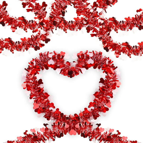 LOMIMOS 32.8 Ft Valentine's Day Tinsel Garland, Shiny Hanging Decor for Wedding Engagement Anniversary Party