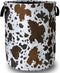 SELIONLIKN Cows Skin Brown Print Laundry Basket Foldable With Handles Tote Bag Oxford