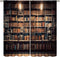 YCness Bookshelf Curtains, Vintage Library with Books Window Treatments for Kids Bedroom, Wooden