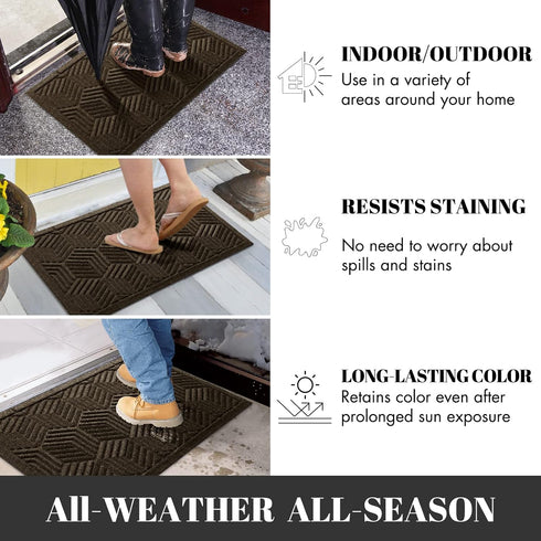 Yimobra Front Entrance Door Mat, All-Season Heavy Duty Outdoor Indoor Floor Mat, 29.5x17 Inch, Beige Brown
