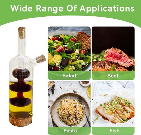 Countertop Lily's Home Triple Globe Olive Oil and Vinegar Dispenser - Glass Cruet with Cork Base, Nested Design