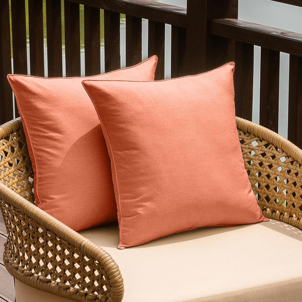 NiNi ALL Outdoor Waterproof Throw Pillow Covers Set of 2, Decorative Farmhouse Garden Pillowcase 22x22 inch Orange