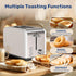 YSSOA Stainless Steel 2 Slice Toaster, Extra Wide Slot with 6 Shade Settings and Bagel/Defrost/Cancel Functions, White