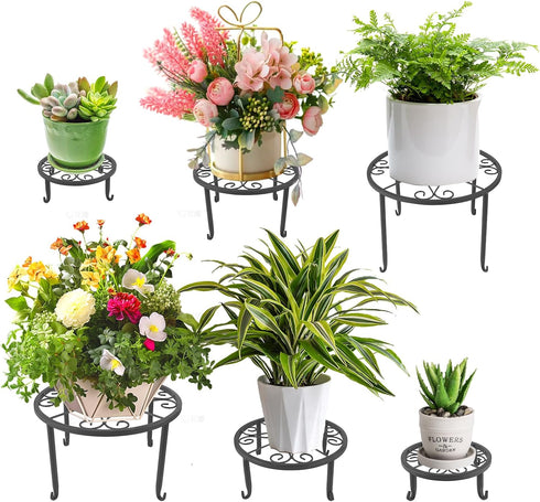 6 Pack Outdoor Plant Stand, Heavy Duty Metal Plant Stand, Flower Pot