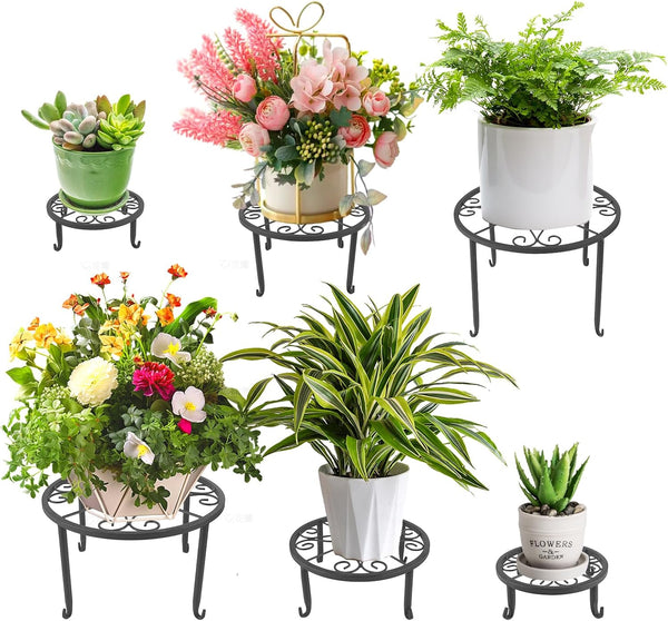 6 Pack Outdoor Plant Stand, Heavy Duty Metal Plant Stand, Flower Pot