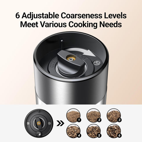 Set, 110ml 6 ThermoMaven Upgraded Larger Capacity Electric Salt and Pepper Grinder Rechargeable Salt and Pepper Shaker