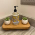 Farmhouse Wood Tray, Rustic Wooden Pedestal 12 * 5.5 * 2 inches for Kitchen Counter and Bathroom Decor